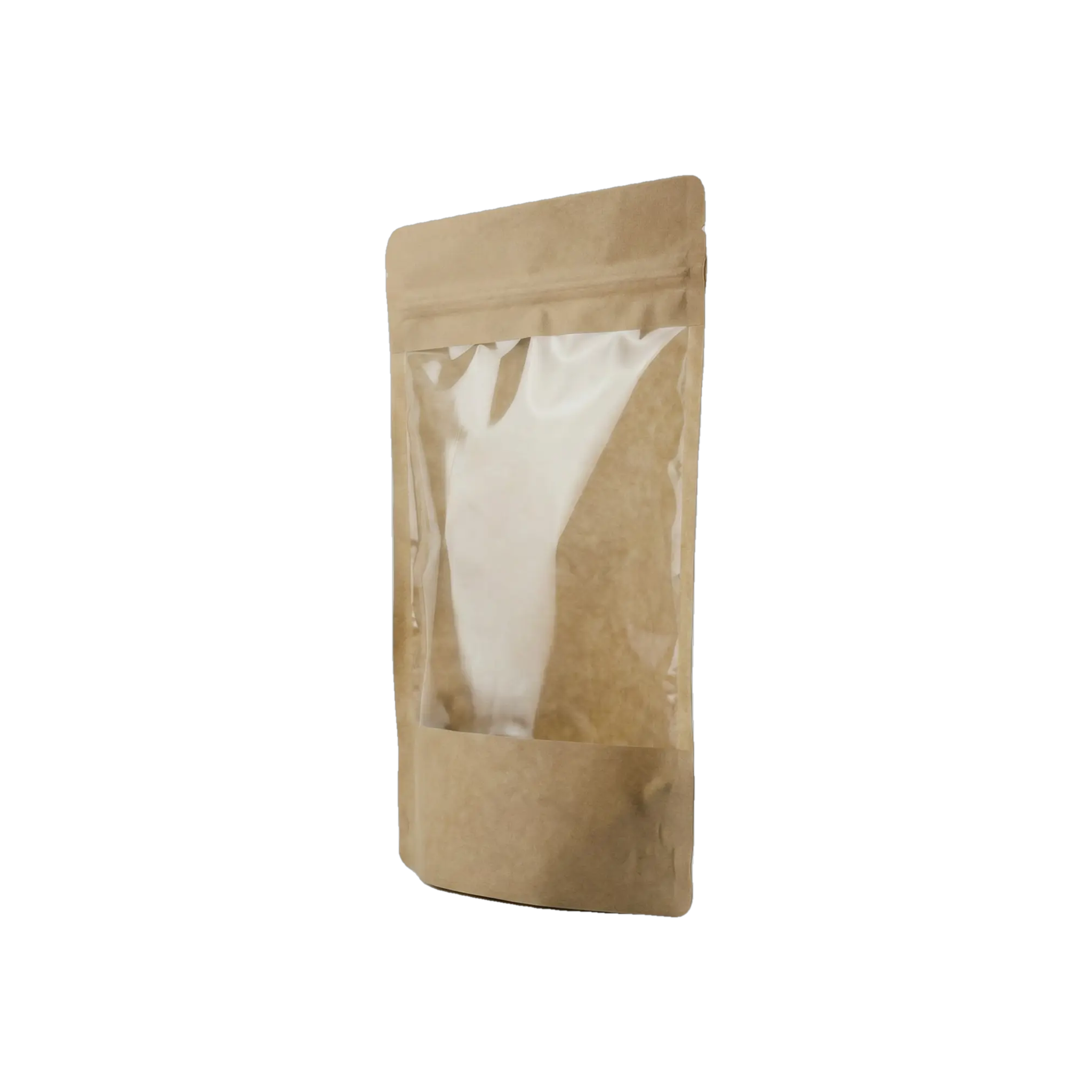 Brown Kraft Paper Large Window Stand Up Sealable Pouch with Zip Lock