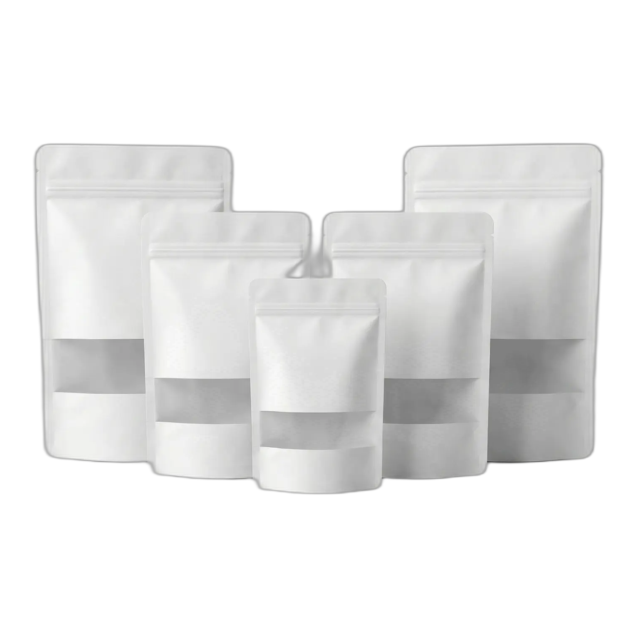 White Kraft Paper Window Stand Up Sealable Pouch with Zip Lock