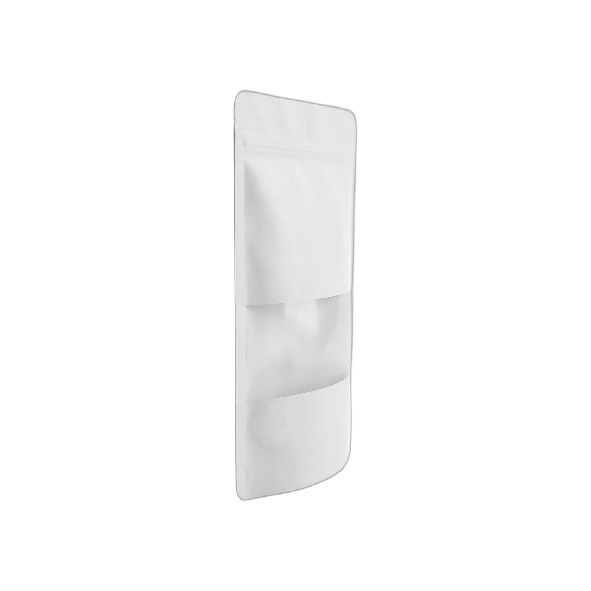 White Kraft Paper Window Stand Up Sealable Pouch with Zip Lock