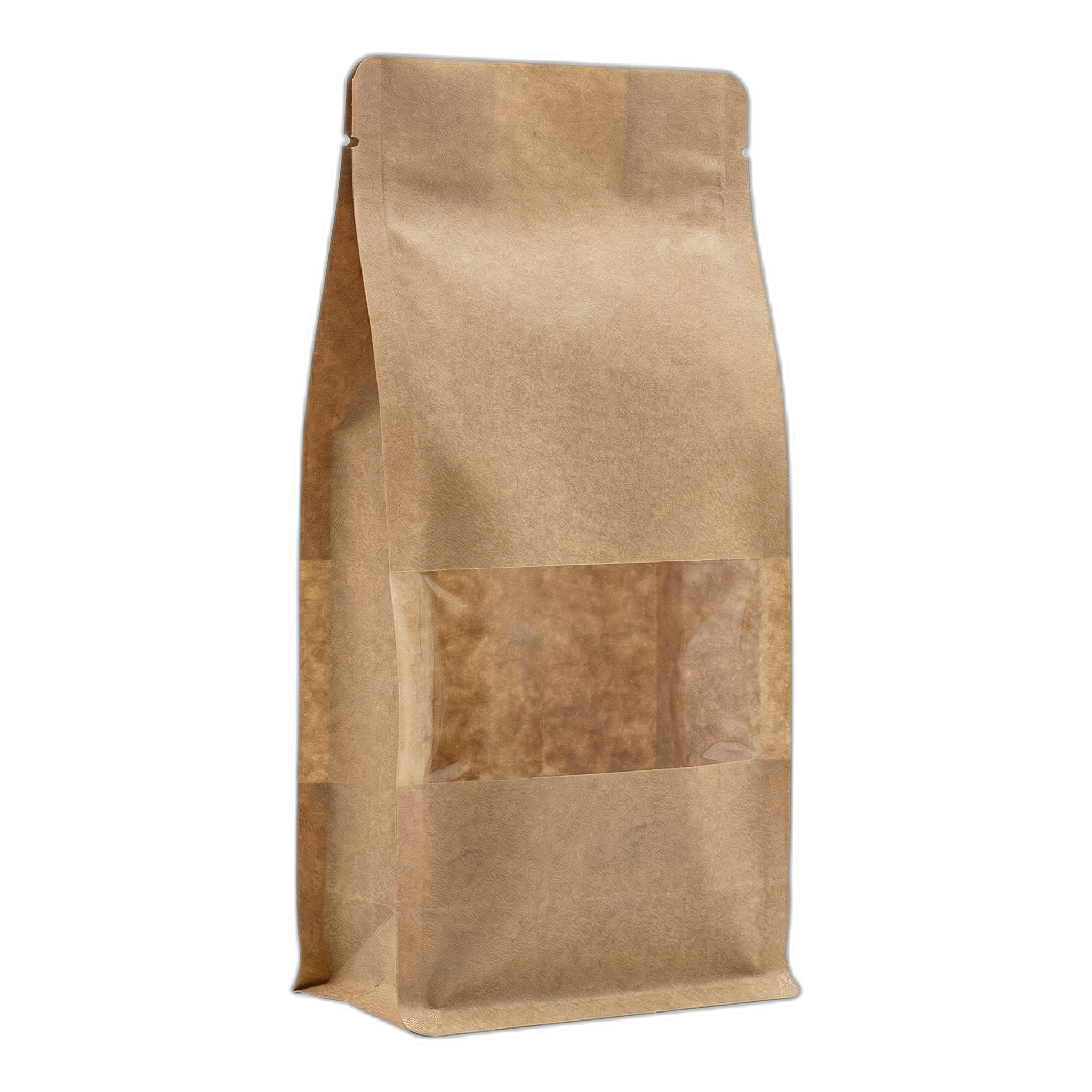 Window Kraft Paper Side Gusset Bag Heat Seal Natural Look